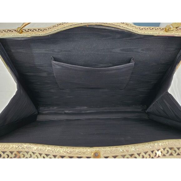 VTG 1950/60's Renaissance Tapestry Briefcase Bag Gold Multicolor Rare - Picture 3 of 6